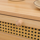 Komodinë Scandy pakoworld pishë-rattan në ngjyrë natyrale 48x36x55cm
