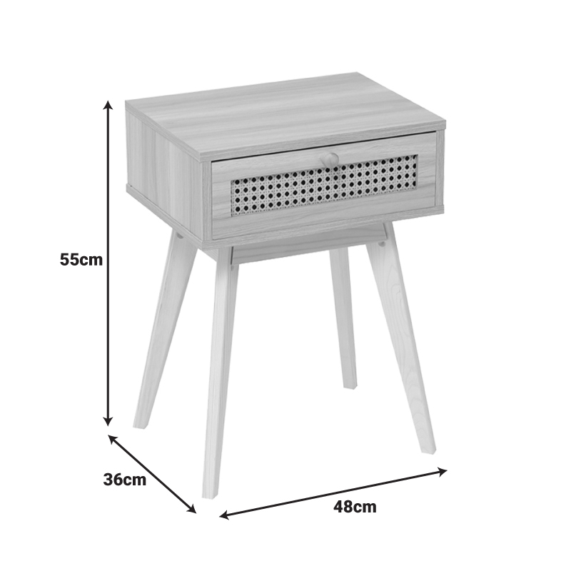 Komodinë Scandy pakoworld pishë-rattan në ngjyrë natyrale 48x36x55cm