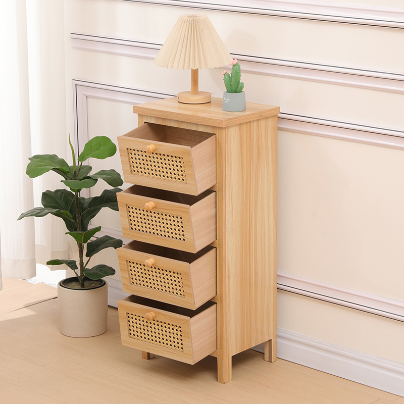 Komodinë Scandy pakoworld dru pishe-rattan në ngjyrë natyrale 34.5x26x78.5cm