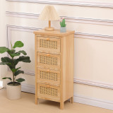 Komodinë Scandy pakoworld dru pishe-rattan në ngjyrë natyrale 34.5x26x78.5cm