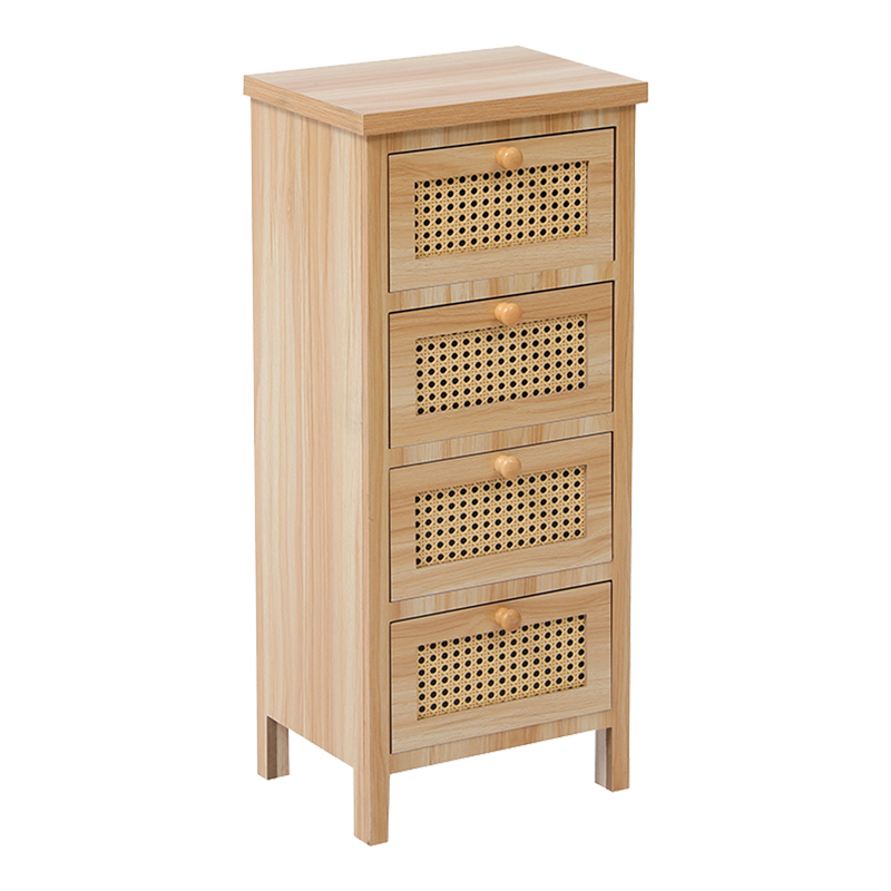 Komodinë Scandy pakoworld dru pishe-rattan në ngjyrë natyrale 34.5x26x78.5cm