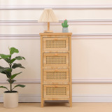 Komodinë Scandy pakoworld dru pishe-rattan në ngjyrë natyrale 34.5x26x78.5cm