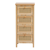 Komodinë Scandy pakoworld dru pishe-rattan në ngjyrë natyrale 34.5x26x78.5cm