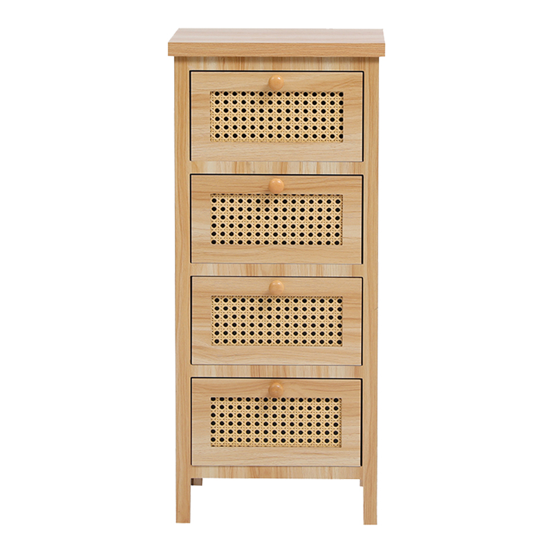 Komodinë Scandy pakoworld dru pishe-rattan në ngjyrë natyrale 34.5x26x78.5cm