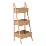 Raft dyshemeje me 3 nivele Scandy pakoworld dru pishe-rattan në ngjyrë natyrale 44x37x110cm
