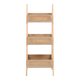 Raft dyshemeje me 3 nivele Scandy pakoworld dru pishe-rattan në ngjyrë natyrale 44x37x110cm