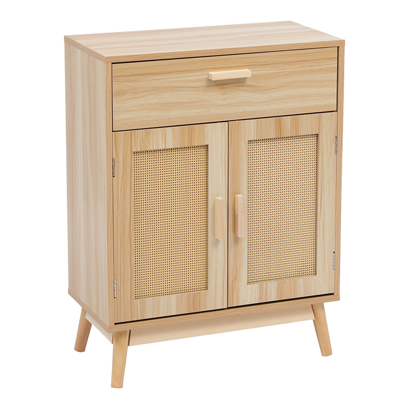Bufe Scandy pakoworld dru pishe-rattan në ngjyrë natyrale 60x30x80cm