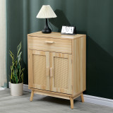 Bufe Scandy pakoworld dru pishe-rattan në ngjyrë natyrale 60x30x80cm
