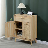 Bufe Scandy pakoworld dru pishe-rattan në ngjyrë natyrale 60x30x80cm