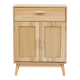 Bufe Scandy pakoworld dru pishe-rattan në ngjyrë natyrale 60x30x80cm