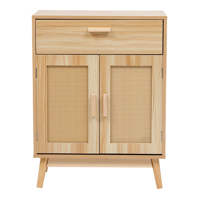 Bufe Scandy pakoworld dru pishe-rattan në ngjyrë natyrale 60x30x80cm