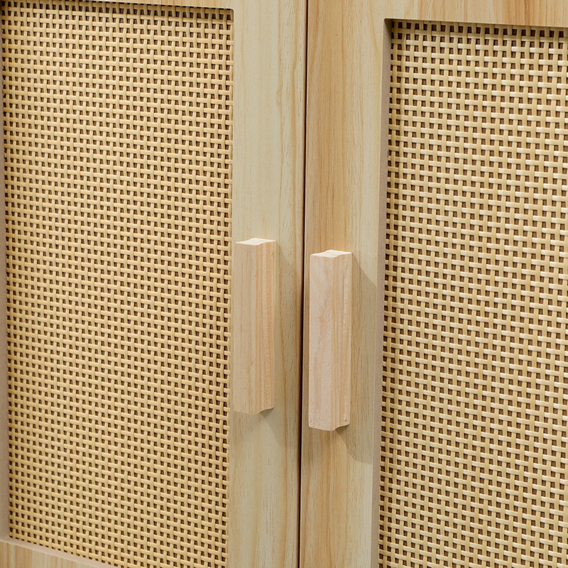 Bufe Scandy pakoworld dru pishe-rattan në ngjyrë natyrale 60x30x80cm