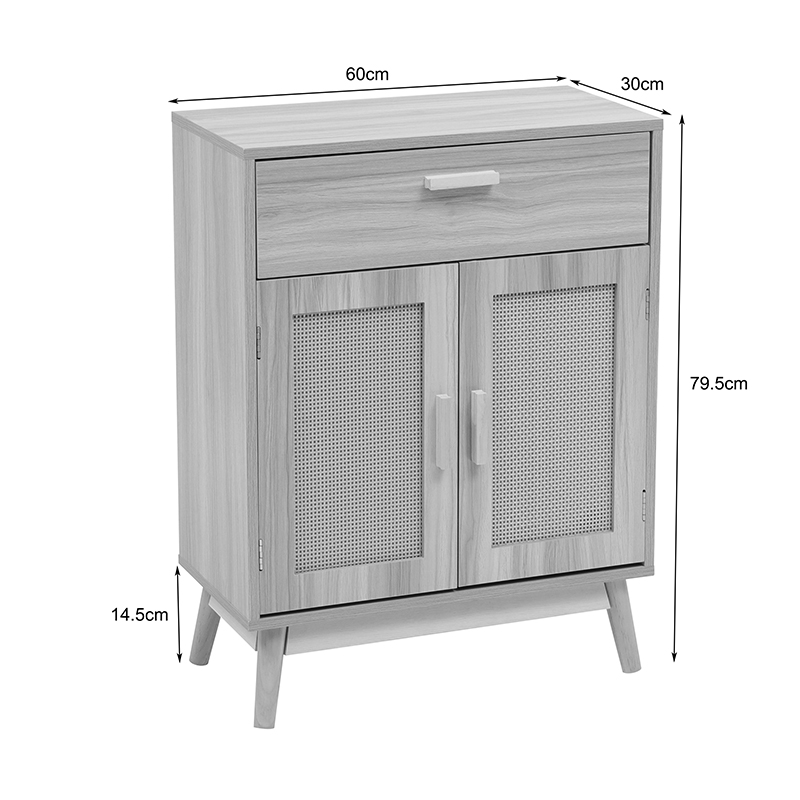 Bufe Scandy pakoworld dru pishe-rattan në ngjyrë natyrale 60x30x80cm
