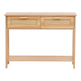 Tavolinë konsolle Alenda pakoworld pishë-rattan në ngjyrë natyrale 100x30x76cm