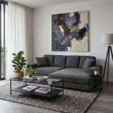 Divan i kthyeshëm Cornerdo pakoworld pëlhurë në ngjyrë gri të errët 265x175x85cm