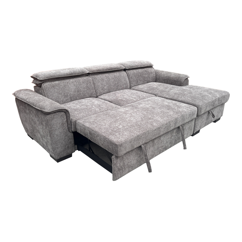 Divan-shtrat këndi i majtë Lemance pakoworld me pëlhurë gri 255x168x82cm