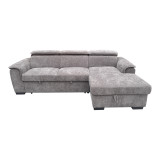Divan-shtrat këndi i majtë Lemance pakoworld me pëlhurë gri 255x168x82cm
