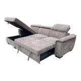 Divan-shtrat këndi i djathtë Lemance pakoworld me pëlhurë gri 255x168x82cm