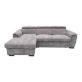 Divan-shtrat këndi i djathtë Lemance pakoworld me pëlhurë gri 255x168x82cm