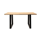 Tavolinë Miles Slim pakoworld dru masiv akacie 2.5cm në nuancë natyrale me këmbë metalike të zeza 140x80x76cm