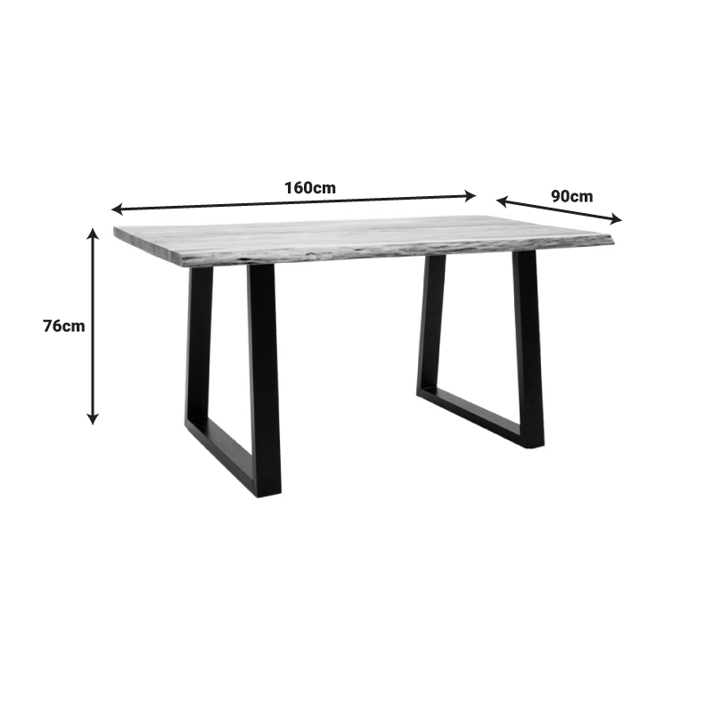 Tavolinë Miles Slim pakoworld dru akacie i fortë në nuancë natyrale me këmbë metalike të zeza 160x90x76cm