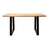 Tavolinë Miles Slim pakoworld dru akacie i fortë në nuancë natyrale me këmbë metalike të zeza 180x90x76cm