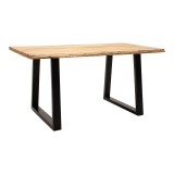 Tavolinë Miles pakoworld dru masiv akacie 3.7-4cm në nuancë natyrale me këmbë metalike të zeza 180x90x76cm