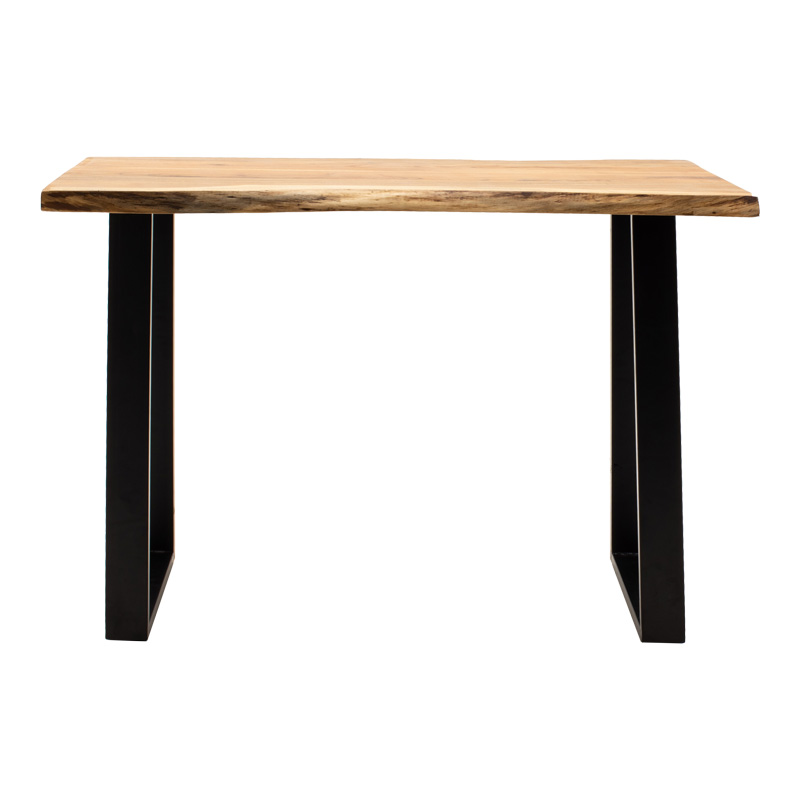 Felasia pakoworld konsol druri masiv akacie me trashësi 3.7-4cm në nuancë natyrale me këmbë metalike të zeza 120x45x78cm