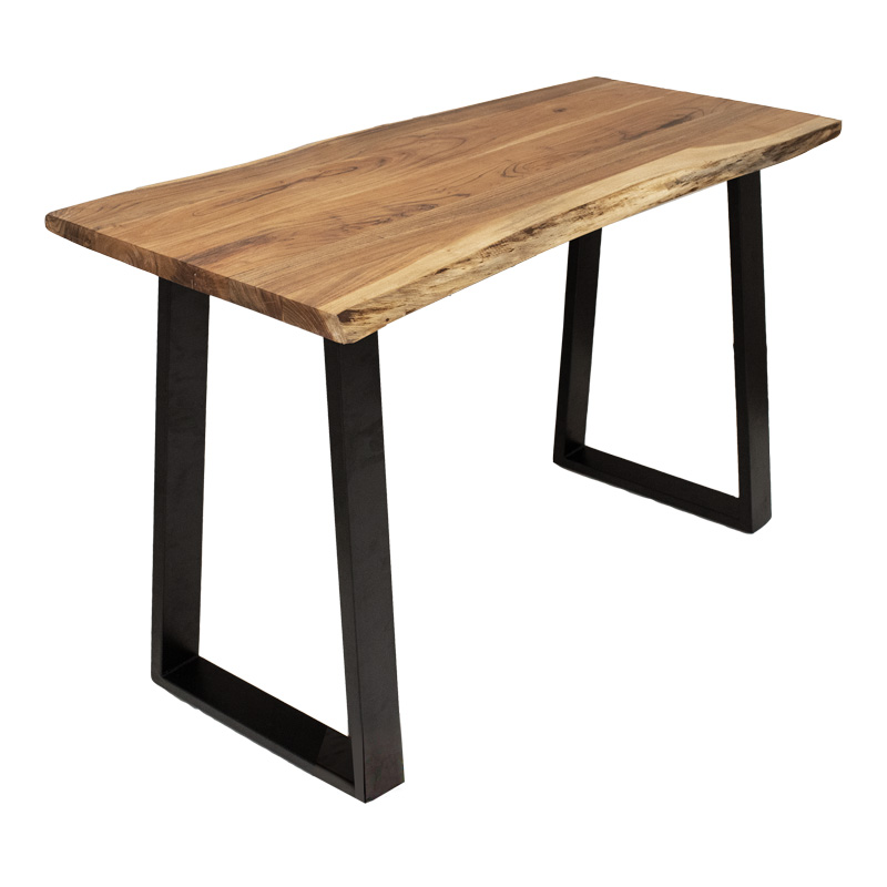 Felasia pakoworld konsol druri masiv akacie me trashësi 3.7-4cm në nuancë natyrale me këmbë metalike të zeza 120x45x78cm