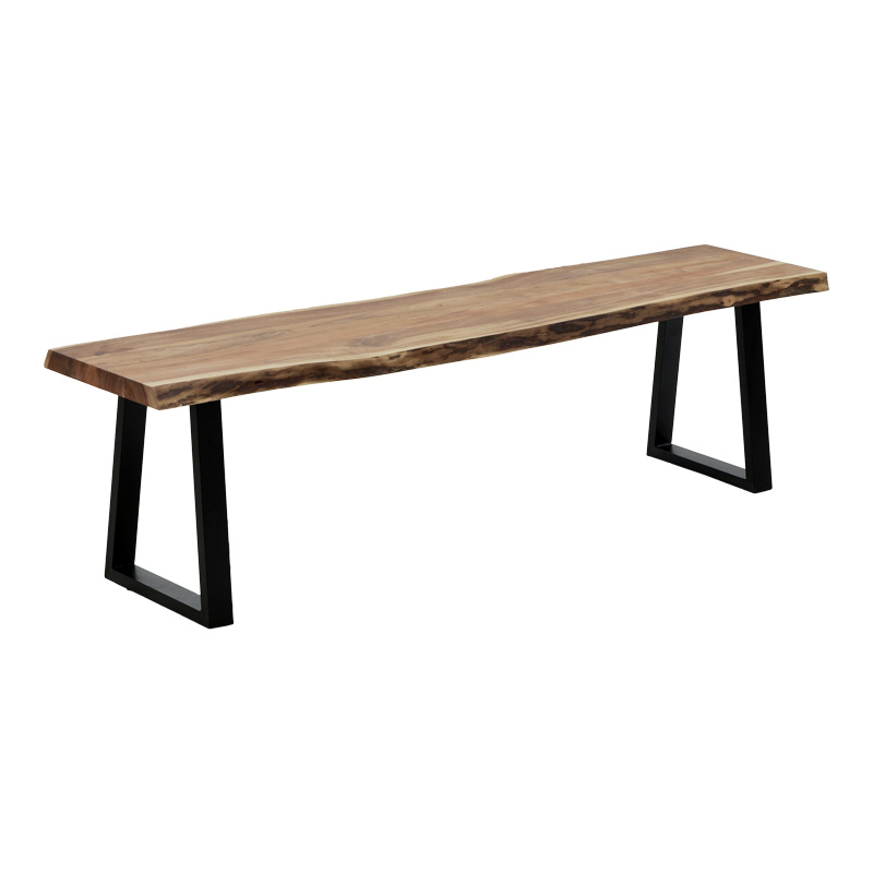 Stol Miles Slim pakoworld dru akacie i fortë në nuancë natyrale me këmbë metalike të zeza 160x40x45cm