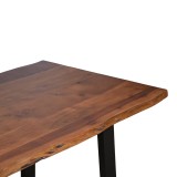 Tavolinë Miles pakoworld dru masiv akacie me trashësi 3.7-4cm në nuancë arre me këmbë metalike të zeza 140x80x76cm