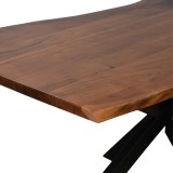 Lenoua pakoworld tavolinë druri masiv akacie trashësi 3.7-4cm në ngjyrë arre me këmbë metalike të zeza 180x90x76cm