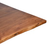 Lenoua pakoworld tavolinë druri masiv akacie trashësi 3.7-4cm në ngjyrë arre me këmbë metalike të zeza 180x90x76cm
