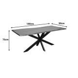 Lenoua pakoworld tavolinë druri masiv akacie trashësi 3.7-4cm në ngjyrë arre me këmbë metalike të zeza 180x90x76cm