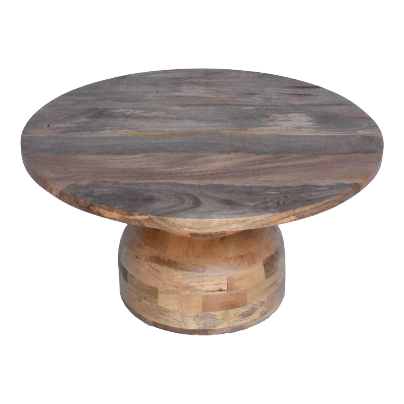 Tavolinë Zoulen pakoworld me ngjyrë natyrale druri mango arre Φ80x40cm