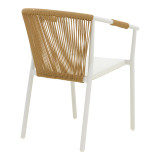 Fotel alumini Convince pakoworld i palosshëm me kornizë të bardhë-textilene-pe rattan në nuancë natyrale 56x63x82cm