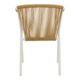 Fotel alumini Convince pakoworld i palosshëm me kornizë të bardhë-textilene-pe rattan në nuancë natyrale 56x63x82cm