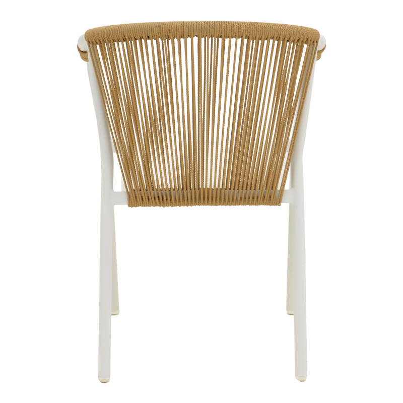 Fotel alumini Convince pakoworld i palosshëm me kornizë të bardhë-textilene-pe rattan në nuancë natyrale 56x63x82cm