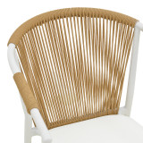 Fotel alumini Convince pakoworld i palosshëm me kornizë të bardhë-textilene-pe rattan në nuancë natyrale 56x63x82cm