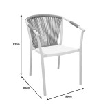 Fotel alumini Convince pakoworld i palosshëm me kornizë gri-tekstilene e zezë-rattan pe gri e errët 56x63x82cm