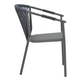 Fotel alumini Convince pakoworld i palosshëm me kornizë gri-tekstilene e zezë-rattan pe gri e errët 56x63x82cm