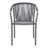 Fotel alumini Convince pakoworld i palosshëm me kornizë gri-tekstilene e zezë-rattan pe gri e errët 56x63x82cm
