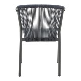 Fotel alumini Convince pakoworld i palosshëm me kornizë gri-tekstilene e zezë-rattan pe gri e errët 56x63x82cm