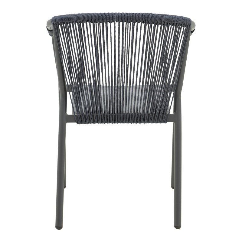 Fotel alumini Convince pakoworld i palosshëm me kornizë gri-tekstilene e zezë-rattan pe gri e errët 56x63x82cm