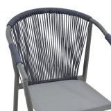 Fotel alumini Convince pakoworld i palosshëm me kornizë gri-tekstilene e zezë-rattan pe gri e errët 56x63x82cm