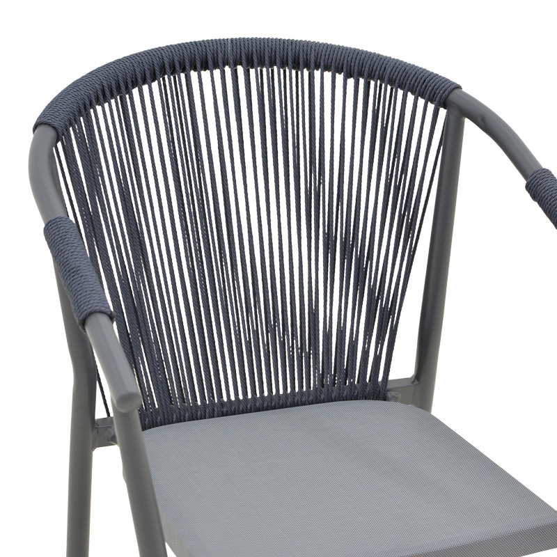 Fotel alumini Convince pakoworld i palosshëm me kornizë gri-tekstilene e zezë-rattan pe gri e errët 56x63x82cm