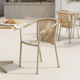 Fotel alumini Convince pakoworld i palosshëm me kornizë kafe-textilene-rattan pe 56x63x82cm