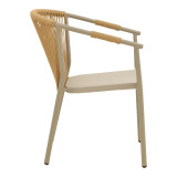 Fotel alumini Convince pakoworld i palosshëm me kornizë kafe-textilene-rattan pe 56x63x82cm
