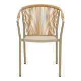 Fotel alumini Convince pakoworld i palosshëm me kornizë kafe-textilene-rattan pe 56x63x82cm