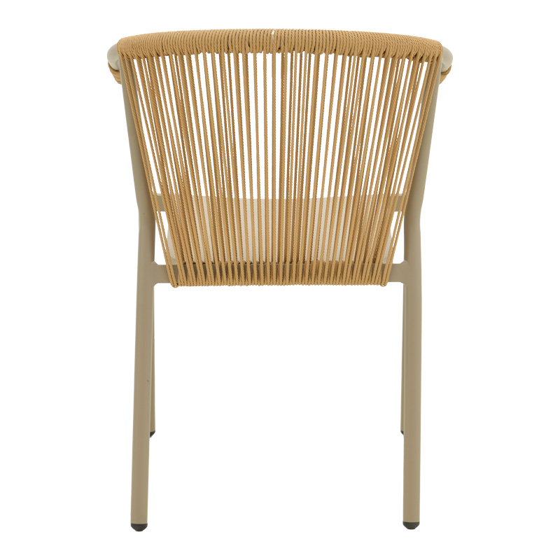 Fotel alumini Convince pakoworld i palosshëm me kornizë kafe-textilene-rattan pe 56x63x82cm